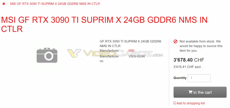 MSI GF RTX 3090 TI SUPRIM X 24GB