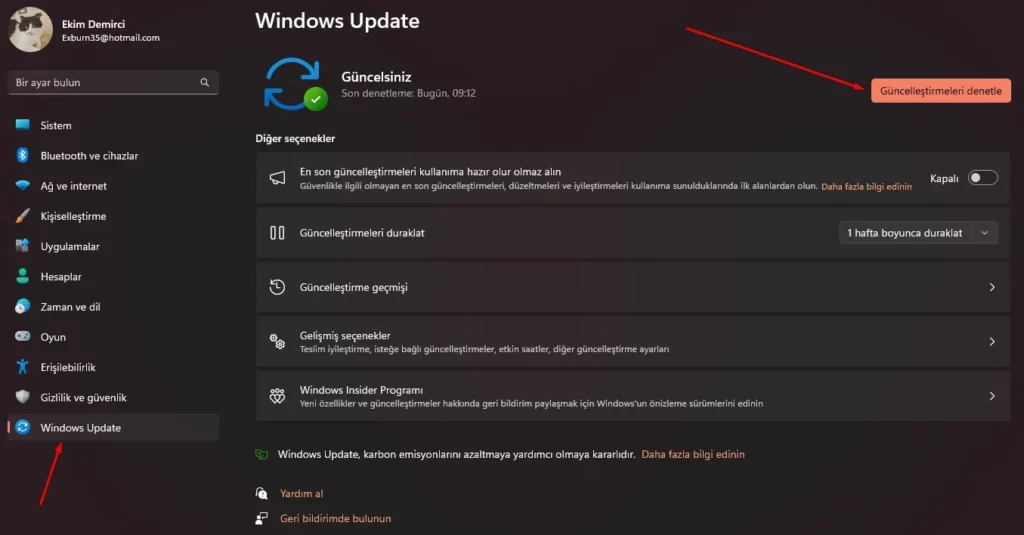 windows güncelleme adım 3